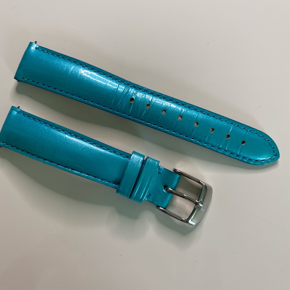 Authentic Michele watch teal shine band. Made in France. Genuine leather